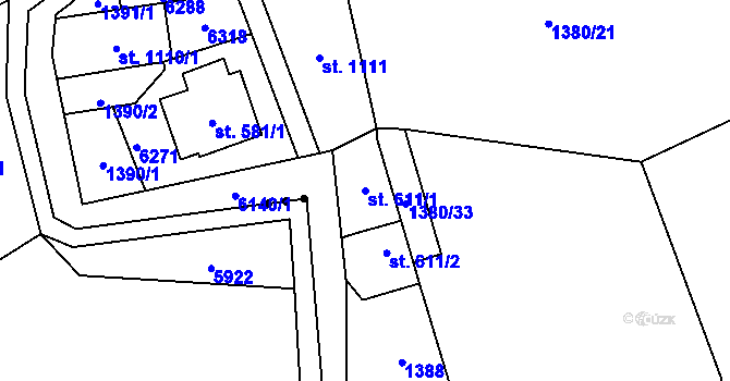 Parcela st. 611/1 v KÚ Halenkov, Katastrální mapa