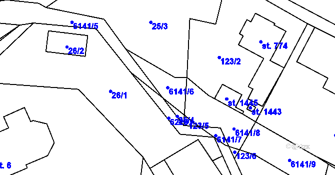 Parcela st. 6141/6 v KÚ Halenkov, Katastrální mapa