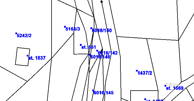 Parcela st. 6016/142 v KÚ Halenkov, Katastrální mapa