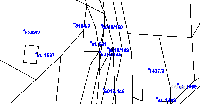 Parcela st. 6016/146 v KÚ Halenkov, Katastrální mapa