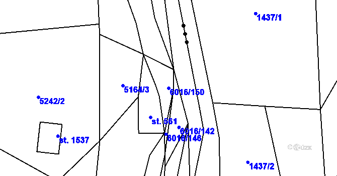 Parcela st. 6016/150 v KÚ Halenkov, Katastrální mapa