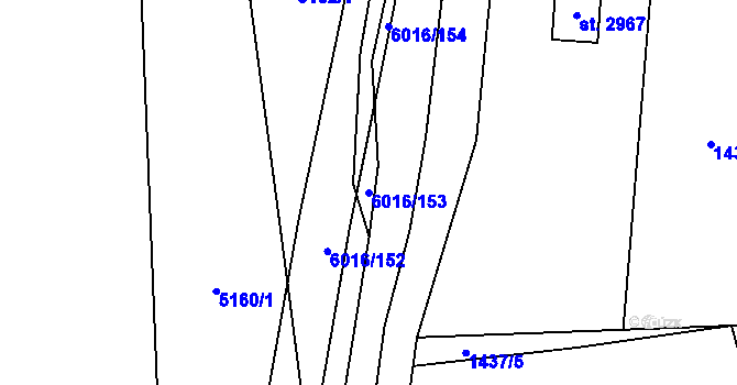 Parcela st. 6016/153 v KÚ Halenkov, Katastrální mapa