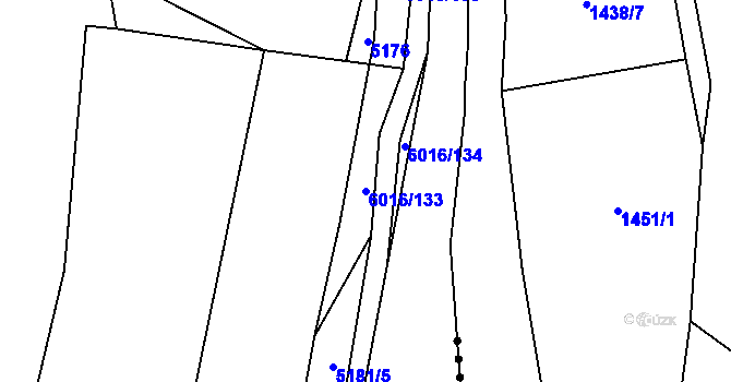 Parcela st. 6016/133 v KÚ Halenkov, Katastrální mapa
