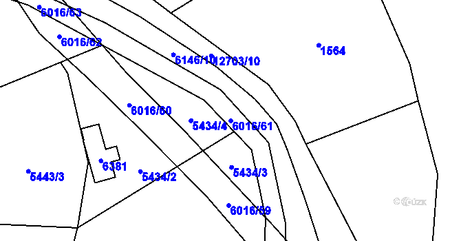 Parcela st. 6016/61 v KÚ Halenkov, Katastrální mapa