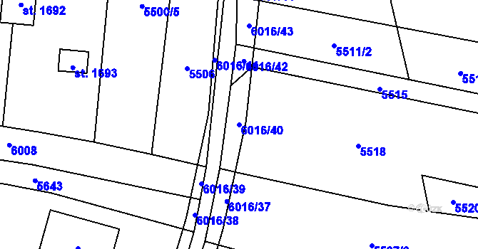 Parcela st. 6016/40 v KÚ Halenkov, Katastrální mapa
