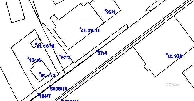 Parcela st. 97/4 v KÚ Halenkov, Katastrální mapa