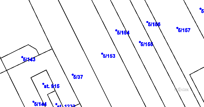 Parcela st. 5/153 v KÚ Halenkov, Katastrální mapa