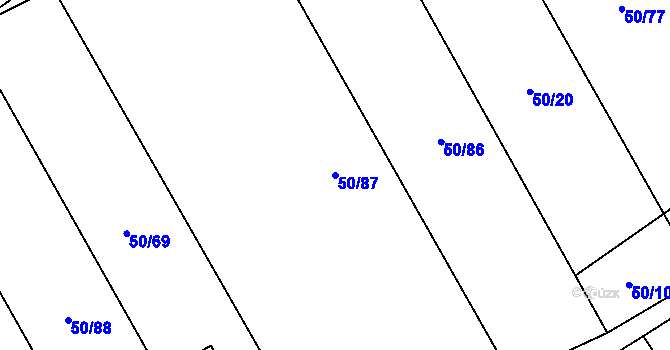 Parcela st. 50/87 v KÚ Halenkov, Katastrální mapa
