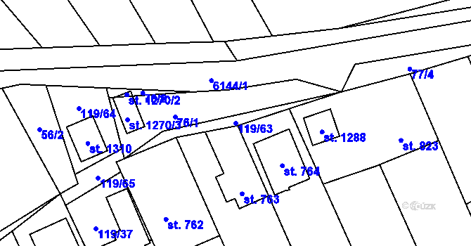 Parcela st. 119/63 v KÚ Halenkov, Katastrální mapa