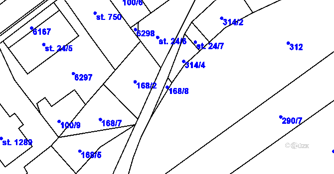 Parcela st. 168/8 v KÚ Halenkov, Katastrální mapa