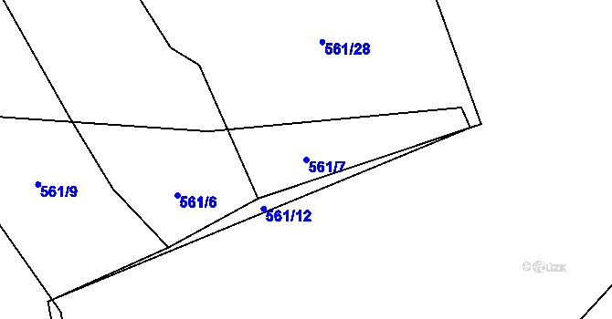 Parcela st. 561/7 v KÚ Halenkov, Katastrální mapa