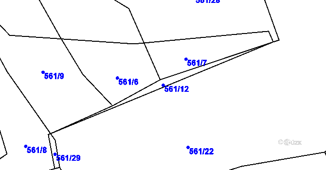 Parcela st. 561/12 v KÚ Halenkov, Katastrální mapa