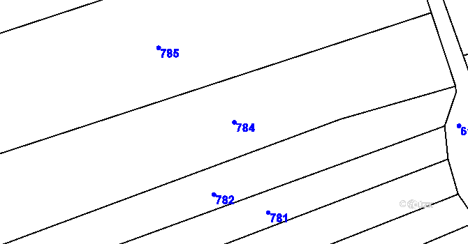 Parcela st. 784 v KÚ Halenkov, Katastrální mapa