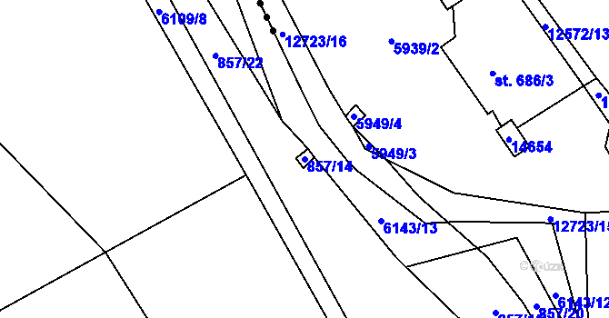 Parcela st. 857/14 v KÚ Halenkov, Katastrální mapa