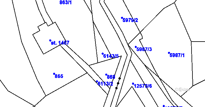 Parcela st. 6143/5 v KÚ Halenkov, Katastrální mapa