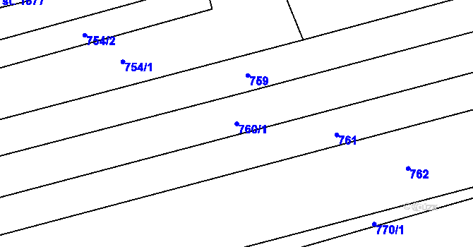 Parcela st. 760/1 v KÚ Halenkov, Katastrální mapa