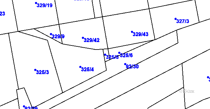 Parcela st. 325/5 v KÚ Halenkov, Katastrální mapa