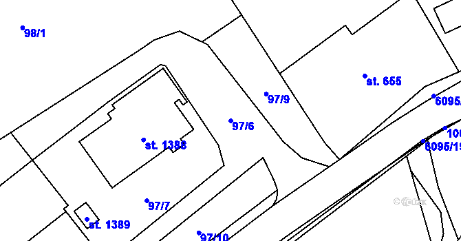 Parcela st. 97/6 v KÚ Halenkov, Katastrální mapa