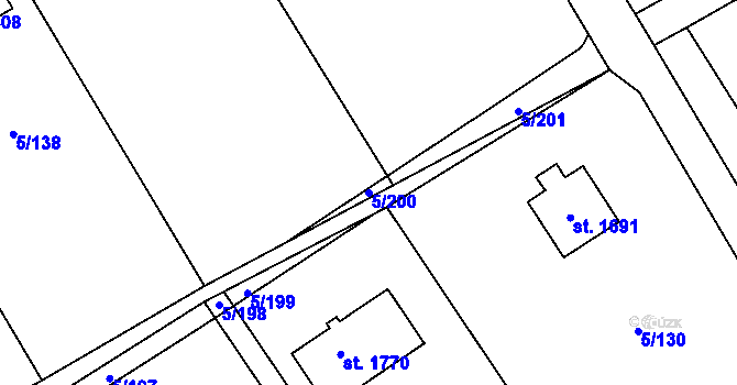Parcela st. 5/200 v KÚ Halenkov, Katastrální mapa