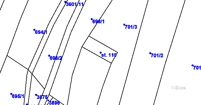 Parcela st. 115 v KÚ Halenkovice, Katastrální mapa