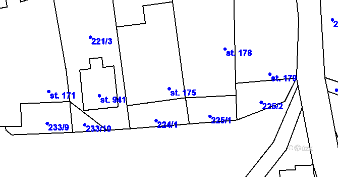 Parcela st. 175 v KÚ Halenkovice, Katastrální mapa