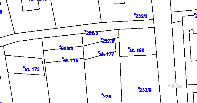 Parcela st. 177 v KÚ Halenkovice, Katastrální mapa