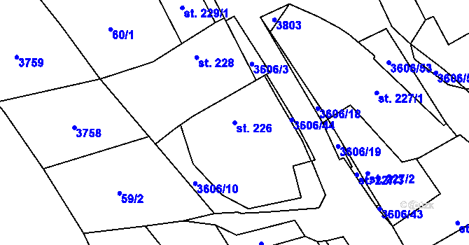 Parcela st. 226 v KÚ Halenkovice, Katastrální mapa