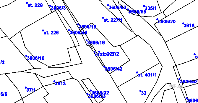 Parcela st. 227/2 v KÚ Halenkovice, Katastrální mapa