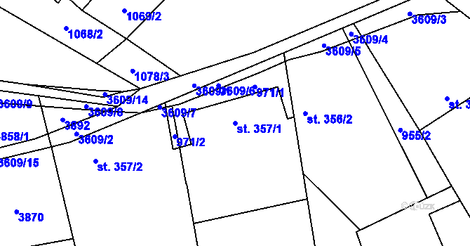 Parcela st. 357/1 v KÚ Halenkovice, Katastrální mapa
