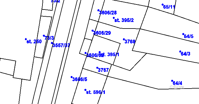 Parcela st. 395/1 v KÚ Halenkovice, Katastrální mapa