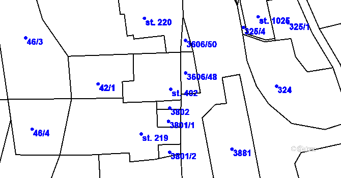 Parcela st. 402 v KÚ Halenkovice, Katastrální mapa
