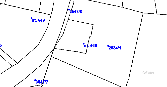 Parcela st. 466 v KÚ Halenkovice, Katastrální mapa