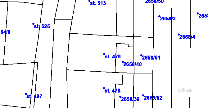 Parcela st. 479 v KÚ Halenkovice, Katastrální mapa