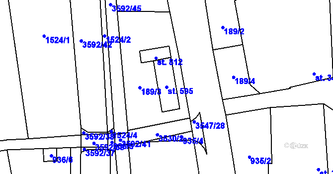Parcela st. 595 v KÚ Halenkovice, Katastrální mapa