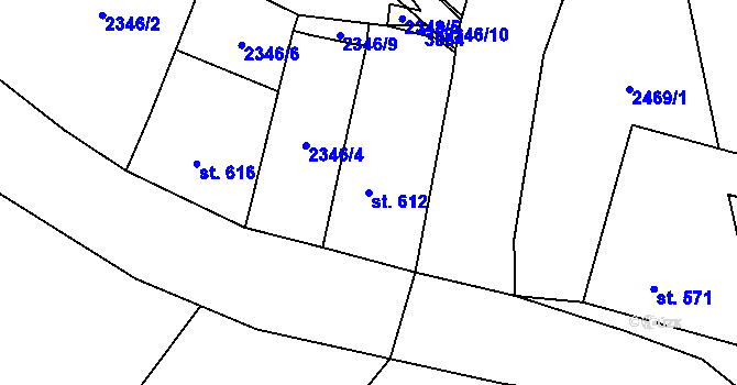 Parcela st. 612 v KÚ Halenkovice, Katastrální mapa