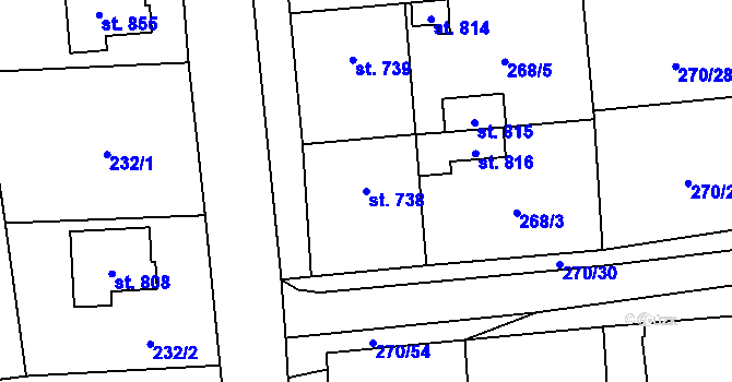 Parcela st. 738 v KÚ Halenkovice, Katastrální mapa