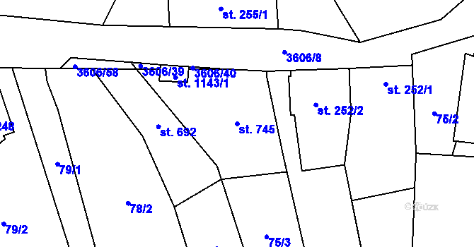 Parcela st. 745 v KÚ Halenkovice, Katastrální mapa