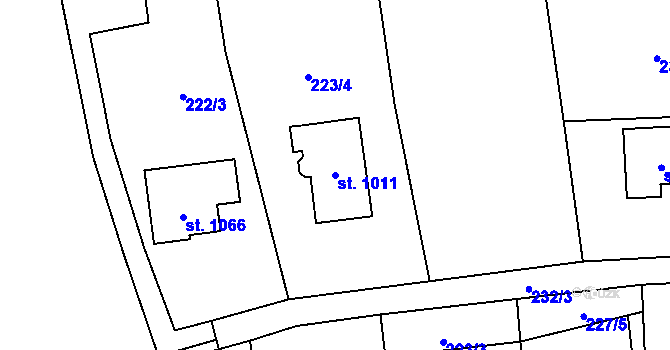 Parcela st. 1011 v KÚ Halenkovice, Katastrální mapa