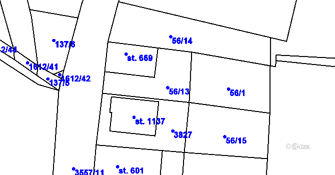 Parcela st. 56/13 v KÚ Halenkovice, Katastrální mapa