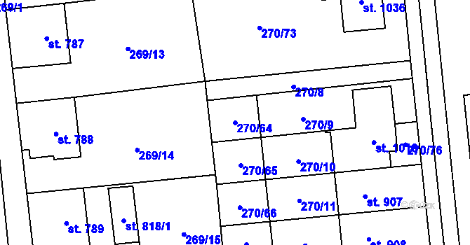 Parcela st. 270/64 v KÚ Halenkovice, Katastrální mapa