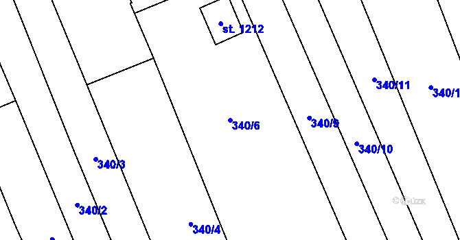 Parcela st. 340/6 v KÚ Halenkovice, Katastrální mapa