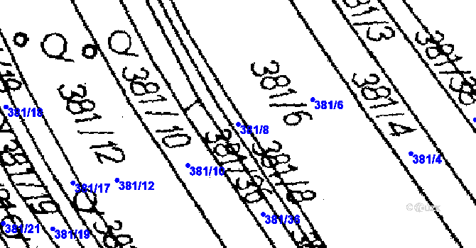 Parcela st. 381/8 v KÚ Halenkovice, Katastrální mapa