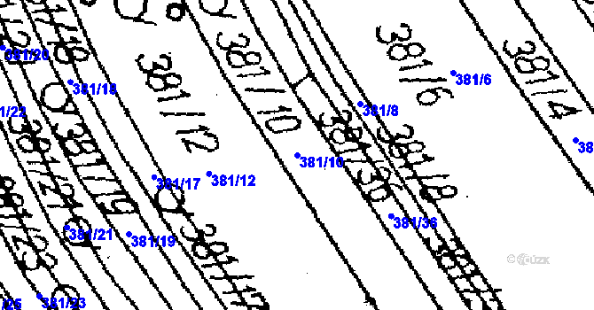 Parcela st. 381/10 v KÚ Halenkovice, Katastrální mapa