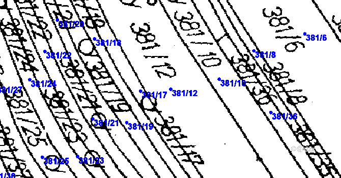 Parcela st. 381/12 v KÚ Halenkovice, Katastrální mapa