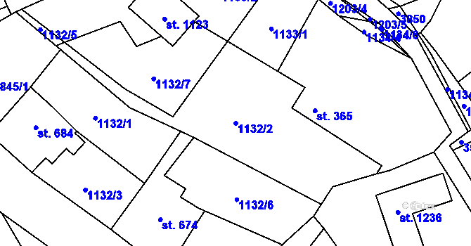 Parcela st. 1132/2 v KÚ Halenkovice, Katastrální mapa