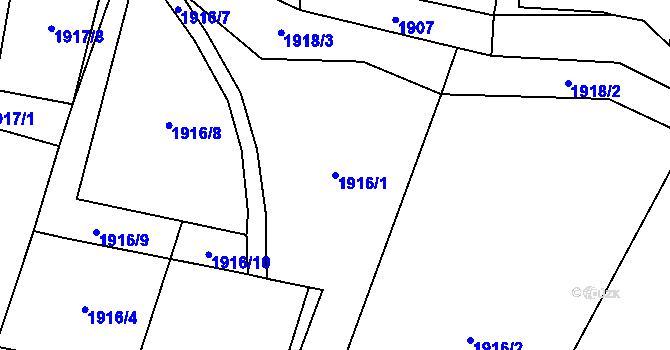 Parcela st. 1916/1 v KÚ Halenkovice, Katastrální mapa