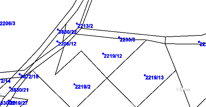 Parcela st. 2219/12 v KÚ Halenkovice, Katastrální mapa