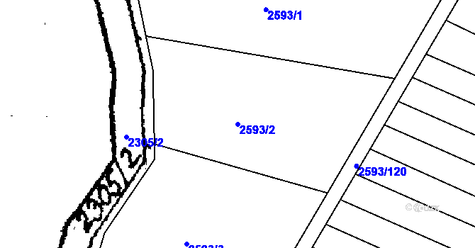 Parcela st. 2593/2 v KÚ Halenkovice, Katastrální mapa