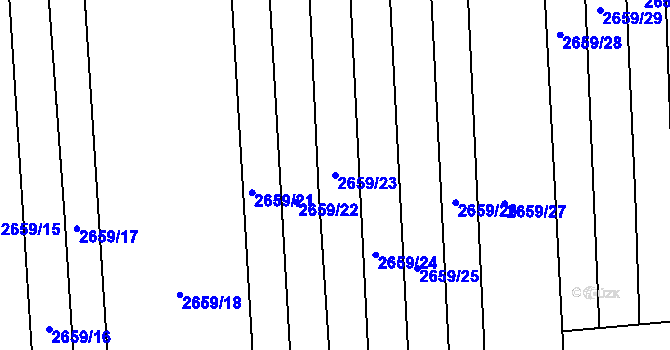 Parcela st. 2659/23 v KÚ Halenkovice, Katastrální mapa
