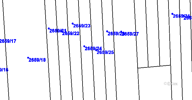 Parcela st. 2659/25 v KÚ Halenkovice, Katastrální mapa